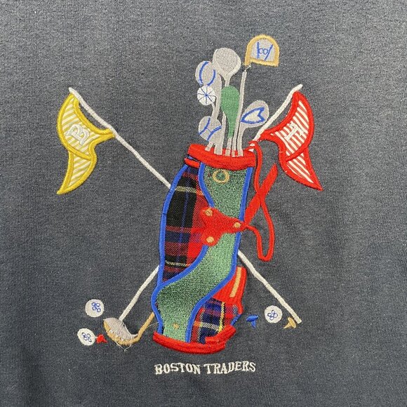 VTG Boston Traders Golfing Sweatshirt Mens XL Golf Bag Blue Pullover - Picture 6 of 6